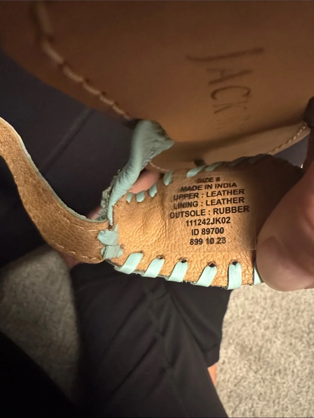 Jack Rogers Girls' Turquoise Leather Thong Sandals with Whipstitch